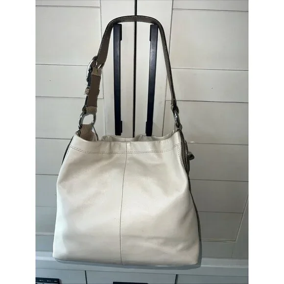 COACH purse Y2K Penelope Cream Tan Leather Hobo Adjustable Strap Shoulder Bag - Picture 2 of 8
